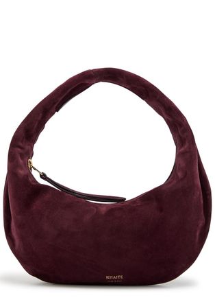 Khaite Olivia Mini Suede Hobo top Handle bag - Burgundy - One Size
