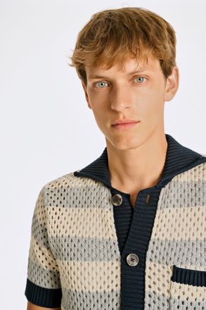 Lindbergh Strickpullover LINDBERGH, Herren, Gr. XXL, grau (grau mel), Strick, Obermaterial: 100% Baumwolle, gestreift, meliert, regular fit taillenbedeckt, Ripp