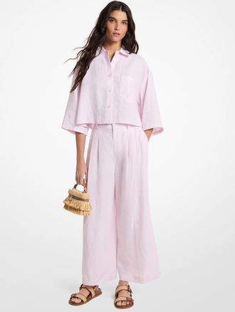 Michael Kors Pleated Linen Wide Leg Pants