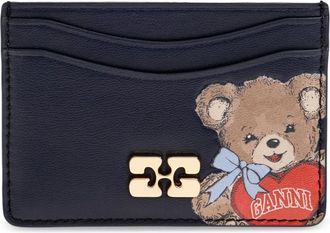 Ganni Accessoires, Dames, Blauw, ONE Size, Katoen, Bou Card Holder with Bear