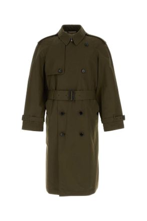 Burberry Olive Green Cotton Trench Coat