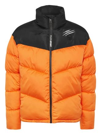 Plein Sport colour-block chevron padded jacket - Orange