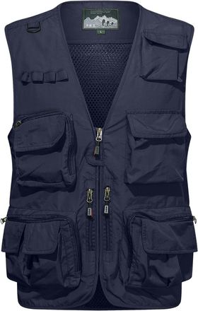 Generic Utility Waistcoat Multi Pocket Fishing Vest, Lightweight Mesh Gilet with Zip and Flap Pockets, Quick Dry Outdoor Waistcoat for Photography Trip, Campi
