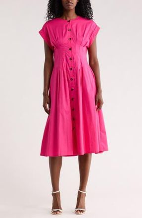 Calvin Klein Pintuck Fit and Flare Shirtdress in Hibiscus at Nordstrom Rack, Size 10