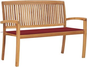 vidaXL Vidaxl - Banco De Jard&iacute;n Apilable Y Coj&iacute;n Madera Maciza De Teca 128,5 Cm