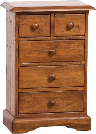 Biscottini International Mesita De Noche De Estilo Country De Madera Maciza De Tilo Acabado Con Efecto Nogal 51x30x74 Cm