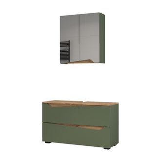 Vicco Conjunto De Muebles De Ba&ntilde;o Marelle, Verde/roble Artesanal, 2 Piezas, Vicco