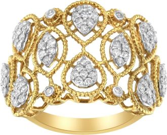 House of Brilliance 14K Yellow Gold 1/2 Cttw Diamond Art Deco Ring at Nordstrom, Size 6