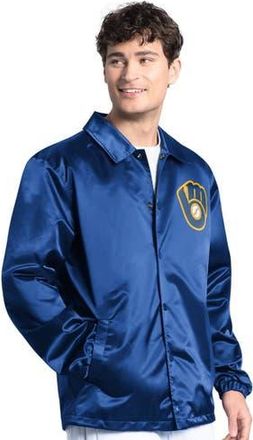 Starter Mens Starter Royal Milwaukee Brewers Cooperstown Collection Point Man Full-Snap Coaches Jacket at Nordstrom, Size Xx-Large