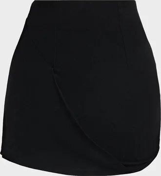 Zankov Draped Wool Jersey Mini Skirt