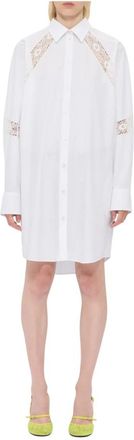 Msgm Poplin Long Sleeve Dress - Dames - Shirt Kleedjes - Wit - M - Katoen - Kleedjes