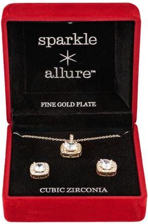 Danecraft Cubic Zirconia Pendant Necklace & Stud Earrings Set in Gold at Nordstrom Rack