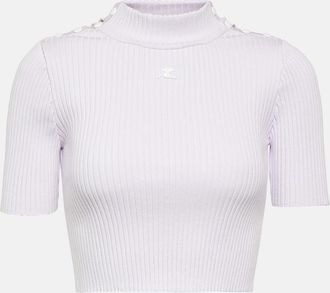 Courrèges Logo ribbed-knit crop top