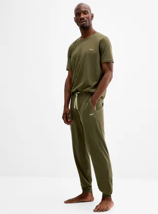 BOSS Mens Comfortable khaki pyjama joggers
