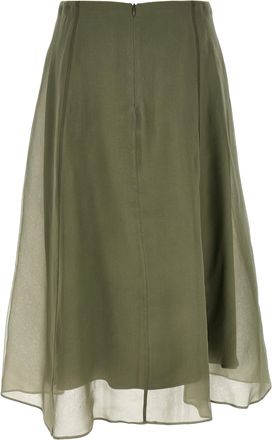 Brunello Cucinelli Womens Bicolor Silk Midi Skirt