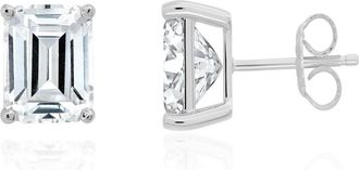 Crislu Emerald Cut Cubic Zirconia Stud Earrings in Pure Platinum/Clear Stone at Nordstrom