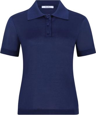 Max Mara Polo met korte mouwen - Dames - Polos - Blauw - S - Leer - Tops