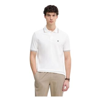 Emporio Armani Slim-fit stretch piqu&eacute; polo shirt met micro-adelaar - Heren - Polos - Wit - S - Katoen - Tops