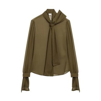 Saint Laurent Overhemden, Dames, Groen, S, Chemise