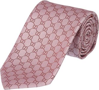 Gucci Pink Gg Pattern Silk Tie