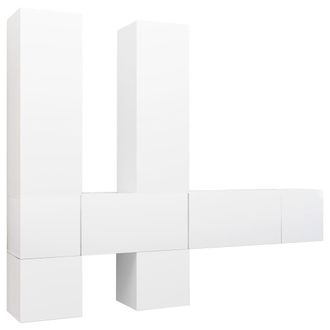 vidaXL Set De Muebles De Sal&oacute;n Tv 7 Piezas Madera De Ingenier&iacute;a Blanco Vidaxl