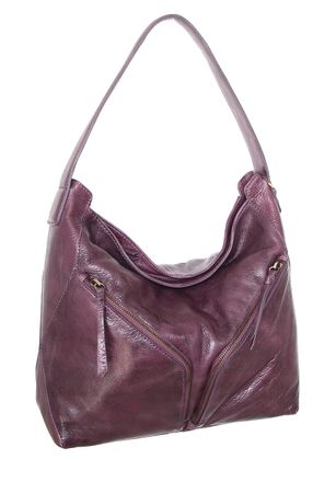 Nino Bossi Vintage Leather Multi-Pocket Hobo in Viola