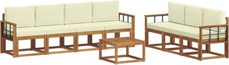 vidaXL Conjunto De Sof&aacute;s De Exterior 8 Uds. Natural Y Crema Vidaxl