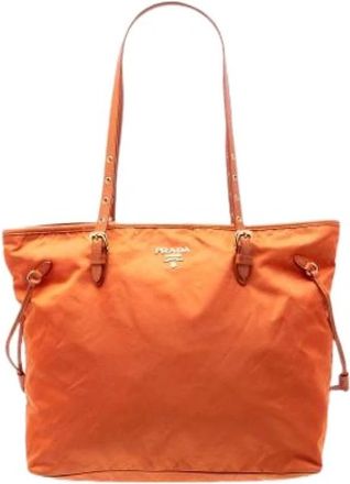 Prada Pre-owned Nylon Tote Bag - Dames - Vintage Shopper - Oranje - ONE Size - Nylon - Vintage
