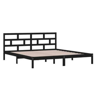 Berkfield Home Beautiful Bed Frame Black Solid Wood Pine 140x190 cm