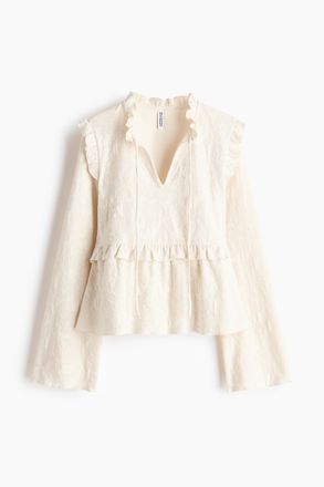 H&M Bluse aus Jacquardjersey - Cremefarben