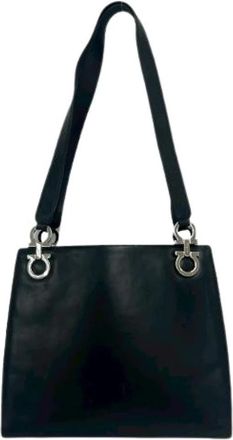 Ferragamo Pre-owned Leren Tote Bag - Dames - Vintage Schoudertas - Zwart - ONE Size - Leer - Vintage