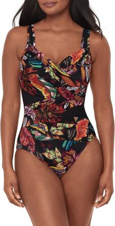 Miraclesuit Pluma Orla Madero One-Piece Swimsuit in Black Multi at Nordstrom, Size 16