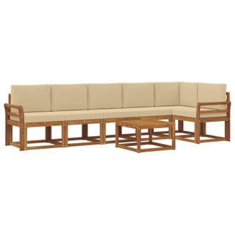 vidaXL Conjunto De Sof&aacute;s De Exterior Con Coj&iacute;n 7 Pcs Natural Y Beige Vidaxl