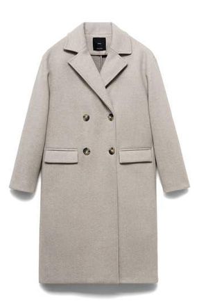Mango Double Breasted Coat in Medium Brown at Nordstrom Rack