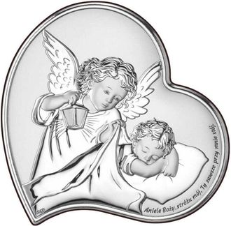 OEM Imagen En Plata De Un &Aacute;ngel Con Linterna Sobre Un Ni&ntilde;o &aacute;ngel De Dios... + Grabado Gratuito Ds18 14 X 14 Cm