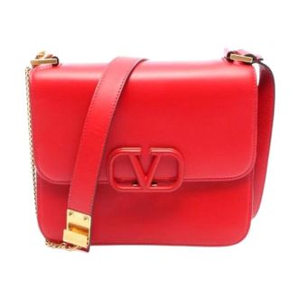 Valentino Pre-owned Cross Body Bags, female, Red, Size: ONE SIZE Pre-owned V-Sling Leather Shoulder Bag