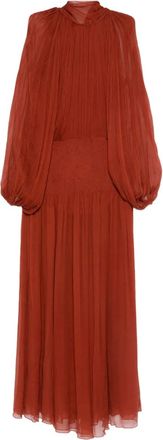 Atu Body Couture Gesmockte maxi-jurk met hoge hals - Oranje