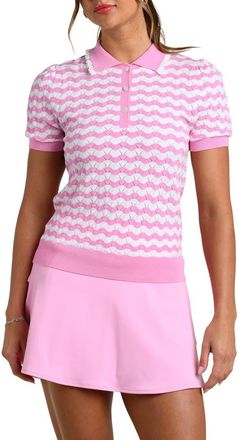 La Blanca Wavy Pointelle Polo in Strawberry at Nordstrom, Size X-Small