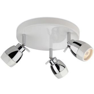 Netlighting Marine 3 Light Flush Bathroom Ceiling Light White Chrome IP44 GU10 in Grey