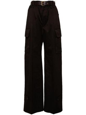 Saint Laurent logo-embroidered trousers - Brown