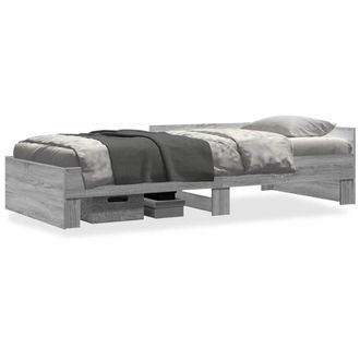 Berkfield Home Bed Frame Frame Grey Sonoma 75x190 cm Small Single Wood