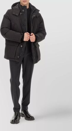 Fay quilted hooded jacket adjustable cuffs