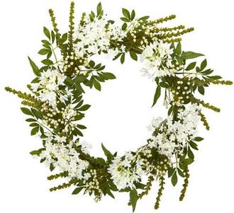 Nearly Natural 24-in White Mixed Floral Artificial Wreath at Nordstrom