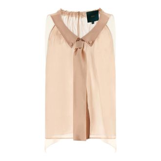 JEJIA Overhemden, Dames, Beige, S, Brooks Zijde Top Semi-Transparant