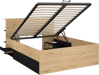 Vente-Unique Canap&eacute; abatible 140 x 190 cm - Color: Natural y negro - RADANI