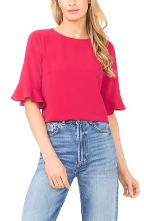 CeCe by Cynthia Steffe Ruffle Cuff Blouse in Rose Cerise at Nordstrom, Size Medium