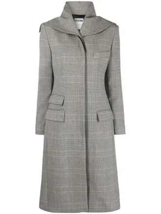 Moschino plaid-check print coat - women - Elastane/Virgin Wool/Viscose/Cupro/Acetate/Polyester - 44 - Black