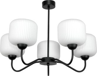 OEM L&aacute;mpara De Techo Colgante Cl&aacute;sica Negra Con Pantalla De Cristal Blanco 15-400 Belinda