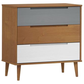 Berkfield Home Drawer Cabinet MOLDE Brown 80x40x80 cm Solid Wood Pine | Size: 80 x 40 x 80 cm
