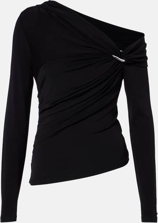 Veronica Beard Top Lozea in jersey asimmetrico con ruches